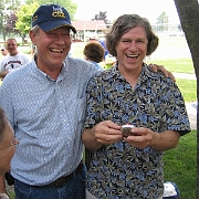 IMG 7789  Tom Hoyt giving brother Jim Hoyt his 60th birthday cupcake